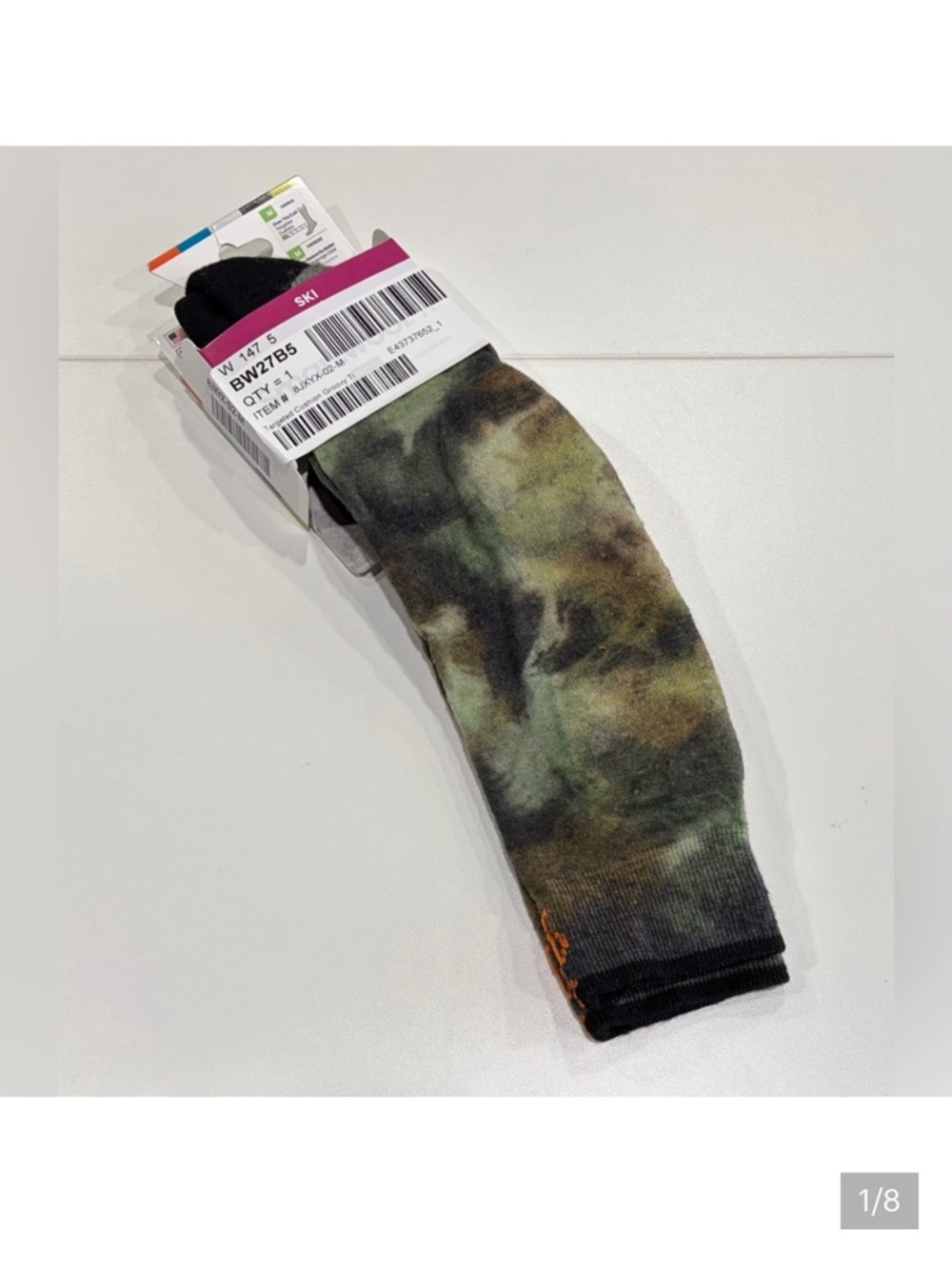 SmartWool Men's Large Targeted Cushion Groovy Tie-Dye Print Ski Socks Green NWT